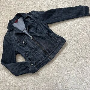 Guess Women’s Moto Blue Jean Jacket‎ Modele Style Size Large